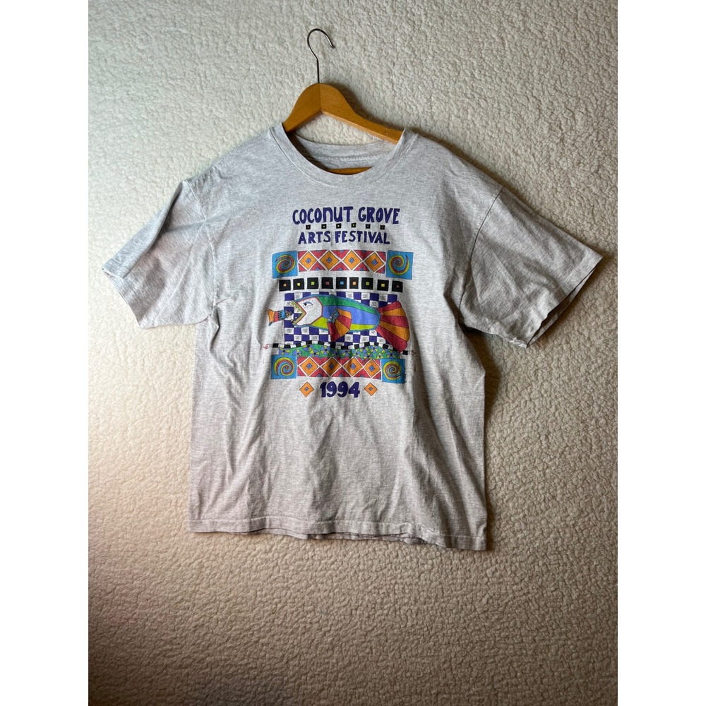 Vintage 1994 Coconut Grove Arts Festival T-Shirt Gray Single Stitch Mens M/L